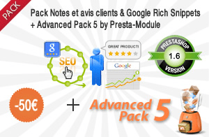 Avis clients, Google Rich Snippets, Facebook connect pour PrestaShop
