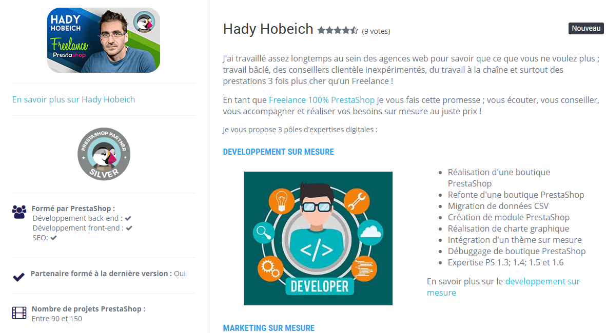 freelance prestashop silver certifie
