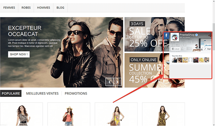 Module slider facebook prestashop