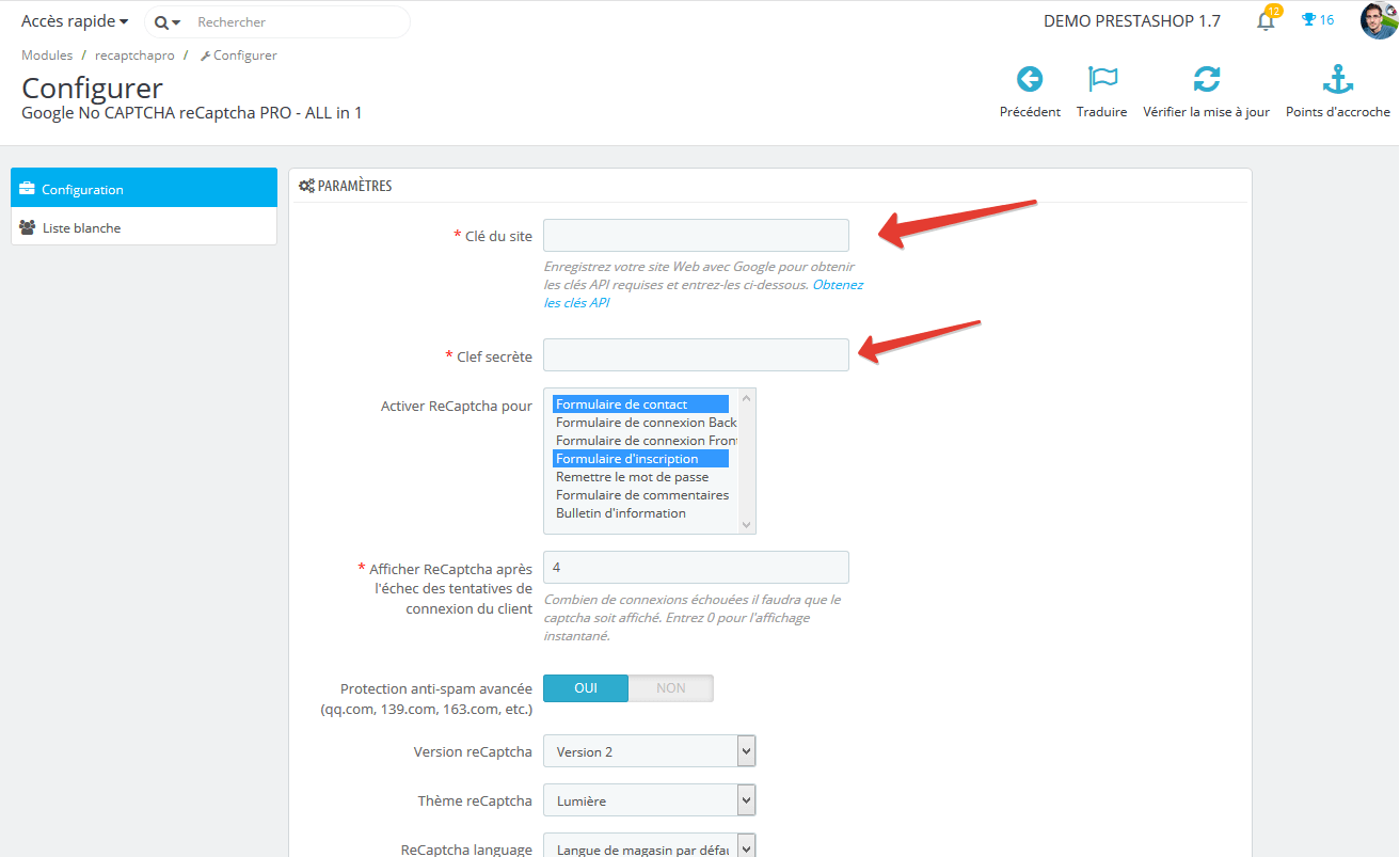 module captcha prestashop 1.7